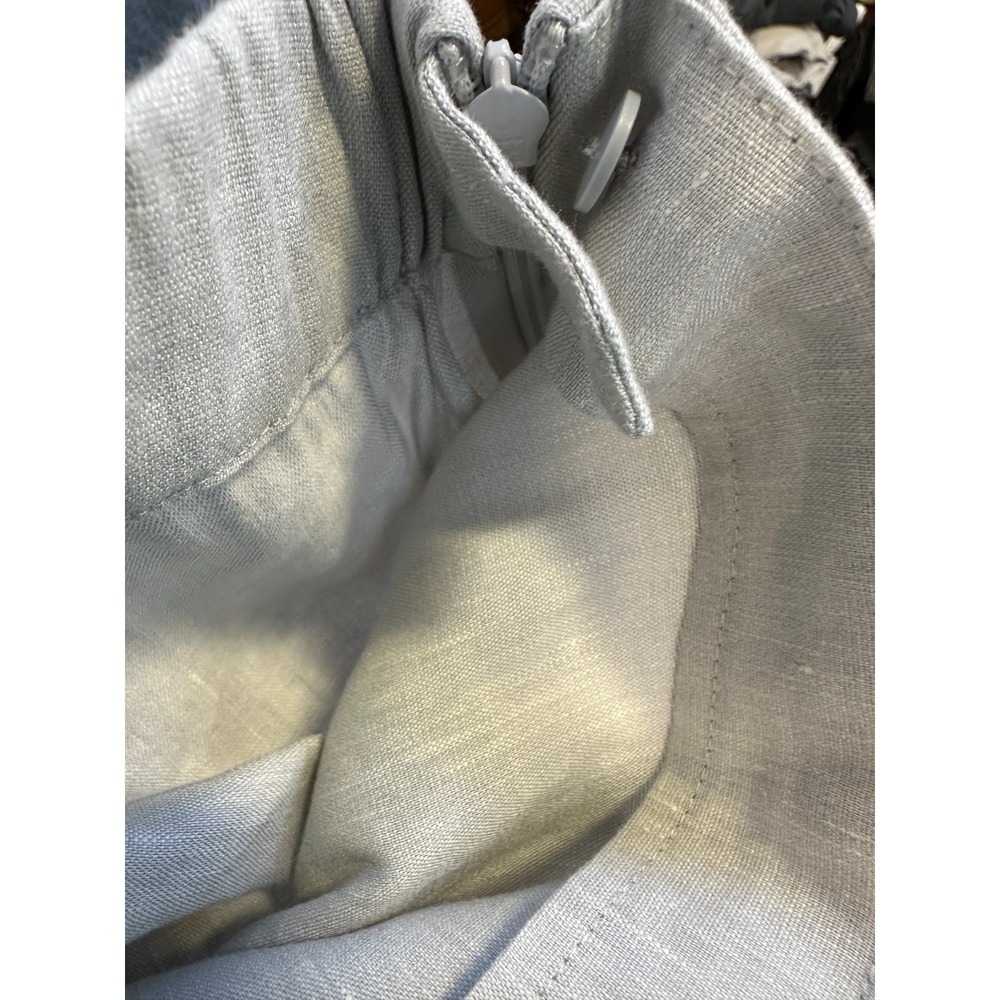 New J. Jill Button Hem Ankle Pants Zinc White Gray Linen Blend Stretch Medium - Picture 12 of 16